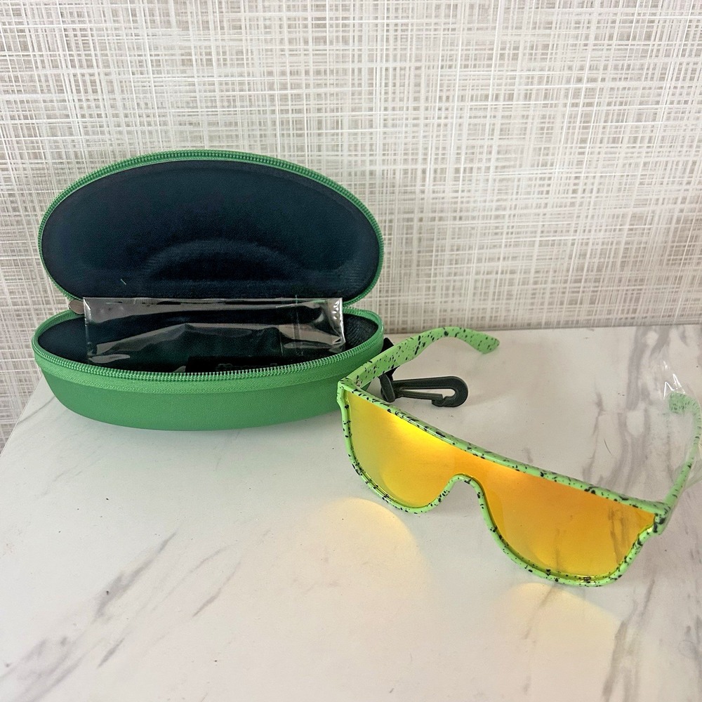 Tipsy Elves Green Speckled Frame Sunglasses with Yellow Mirrored Lenses